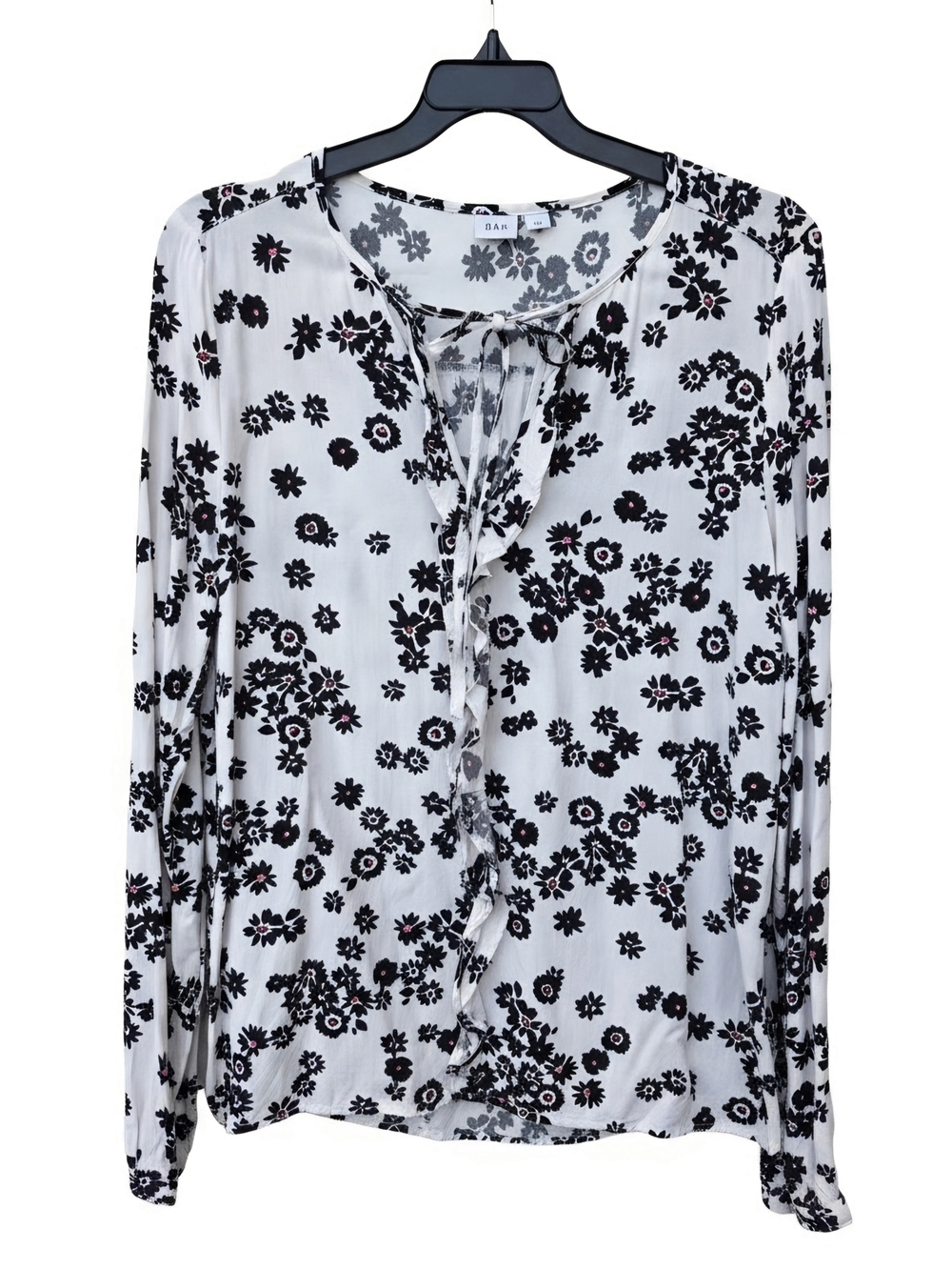 GAP White Button-Down Floral Shirt with Black Print